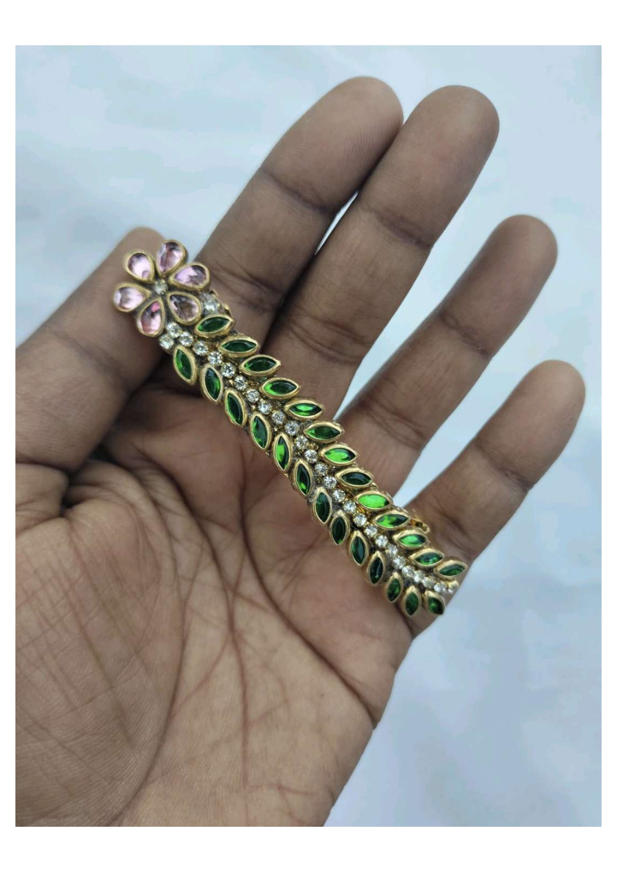 Flower with core petal center clips -Pink with green