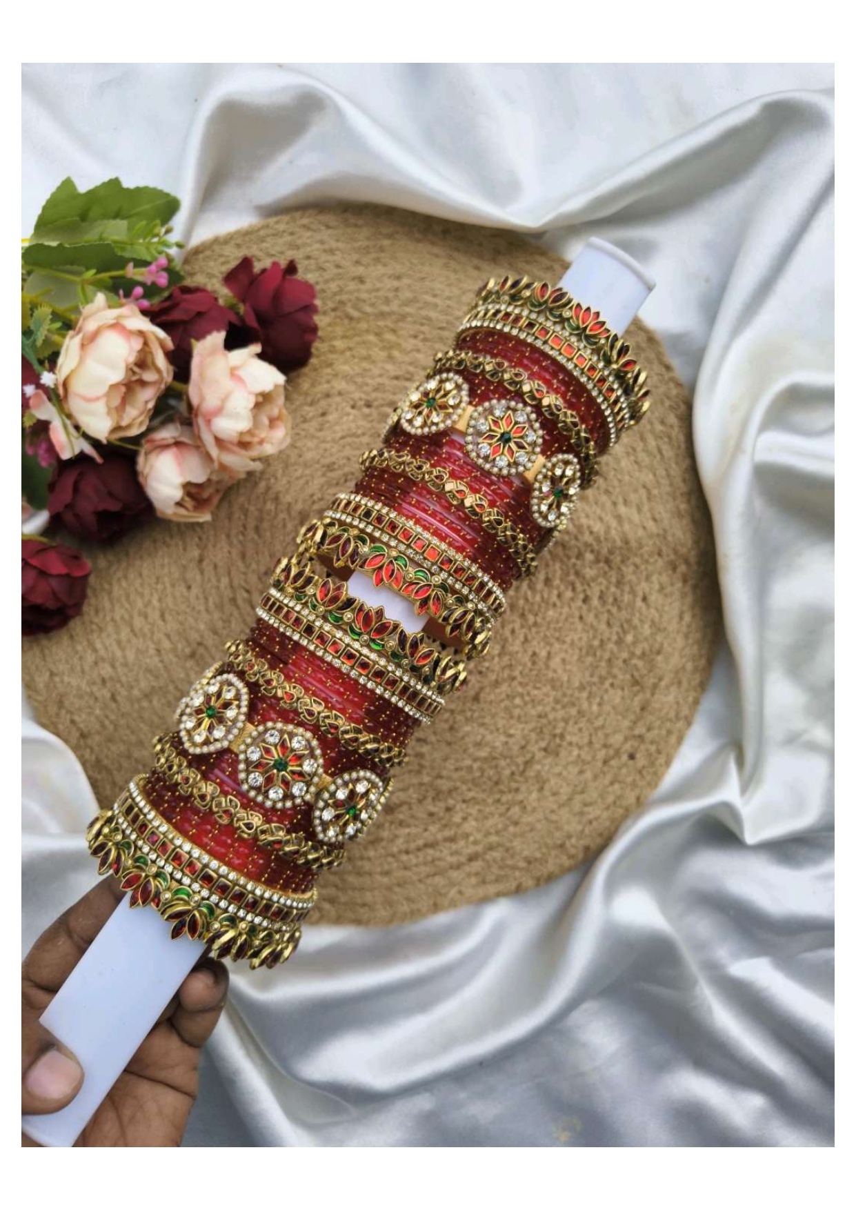 VARNIKA (Red , green , gold , white crystal)