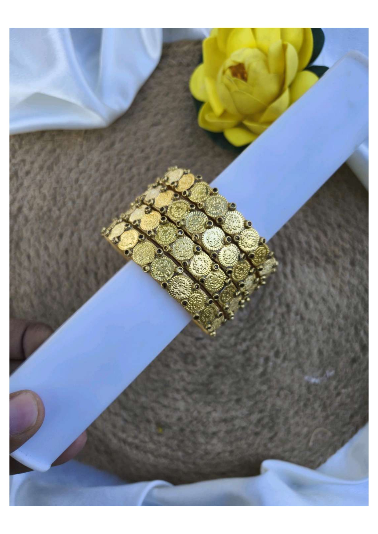 Dark gold coin bangles