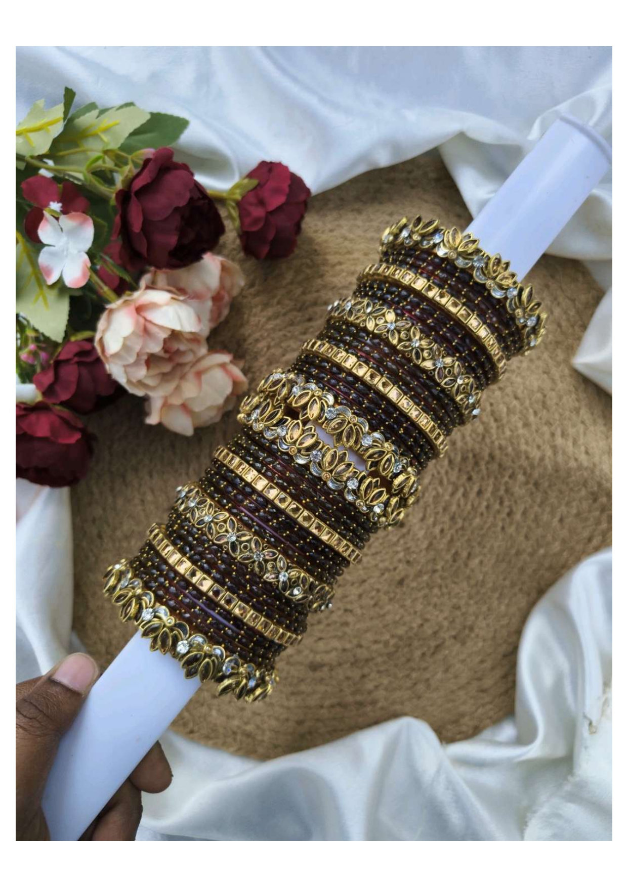 ROOPIKA (Deep marron with gold)