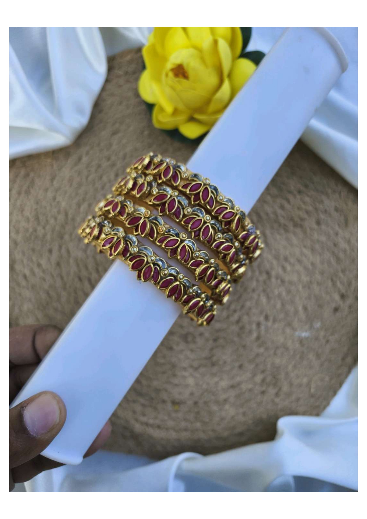 Lotus bangles (Marron with white leaves)